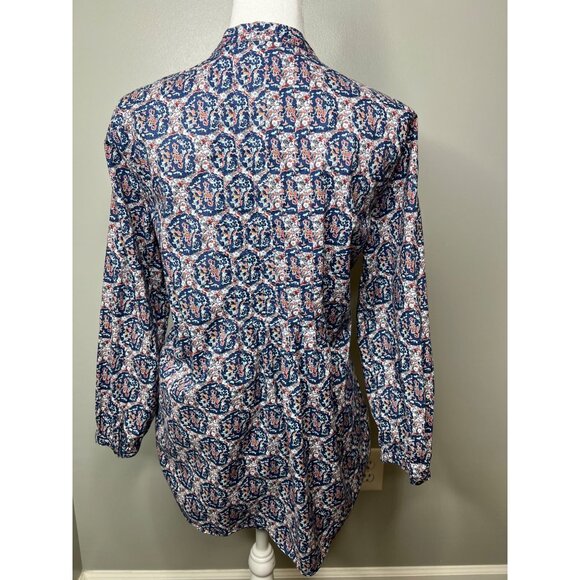 Lands End Womens Floral Pattern Button-Up Blouse Pleated Back Size 6 - Picture 2 of 11
